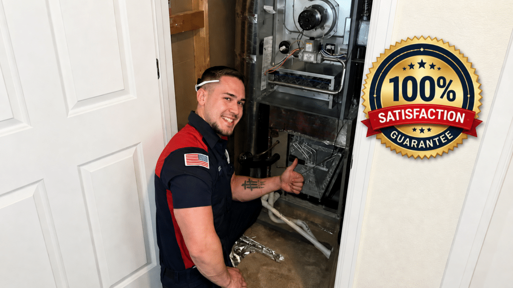 HVAC tech working on furnace for Around The Clock